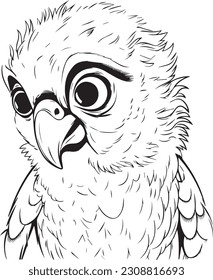 Parrot bird illustration, cute parrot coloring page for kids and adult, parrot mascot logo, parrot bird vector design