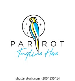parrot bird inspiration illustration logo design outline