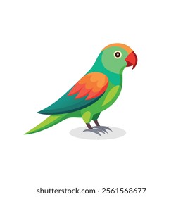 
Parrot bird isolated flat vector illustration on white background.