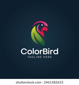 Parrot Bird logo, A colourful gradient bird logo template