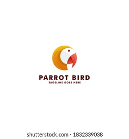 Parrot bird logo design template, animal head icon symbol vector illustration