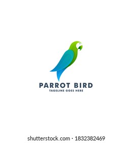 Parrot bird logo design template, animal icon symbol vector illustration
