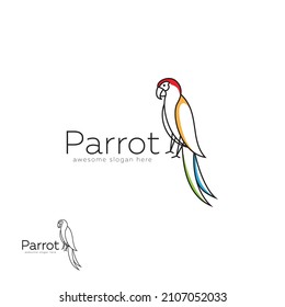 parrot bird logo, line art parrot vector, modern bird,icon, minimalist,template