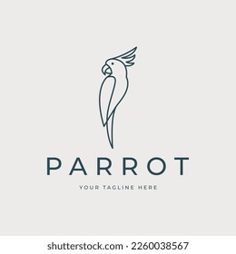 parrot bird logo line art vector template illustration design