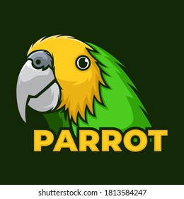Parrot Bird Logo Sport Team. Mascot Parrot Cartoon Esport Symbol. Bird Wildlife Animal Fauna Mascot Vector Illustration