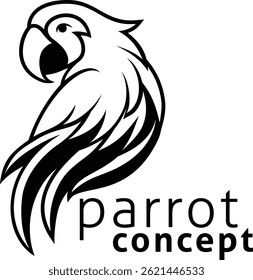 A parrot bird macaw icon mascot concept illustration design 