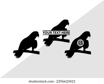 Parrot Bird Monogram Vector Illustration Silhouette