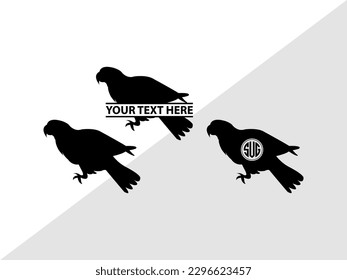Silueta de ilusión de vector de monograma de pájaro loro