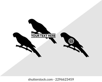 Parrot Bird Monogram Vector Illustration Silhouette