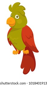 Icono plano del vector de la caricatura de mascota de ave loro
