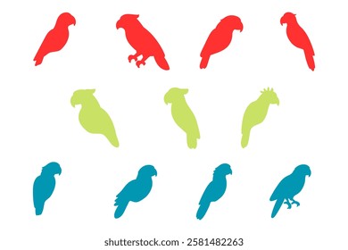 Parrot Bird Silhouette Icon Set