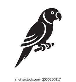 Parrot bird silhouette vector illustration on white background.