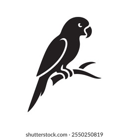 Parrot bird silhouette vector illustration on white background.