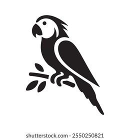 Parrot bird silhouette vector illustration on white background.