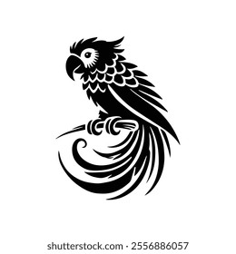 Parrot bird silhouette vector illustration on white background.
