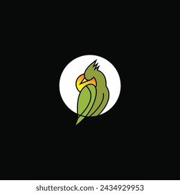 Parrot Bird Sunset Logo Design Vector Illustration
