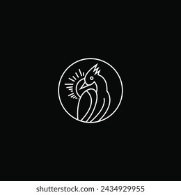 Parrot Bird Sunset Logo Design Vector Illustration
