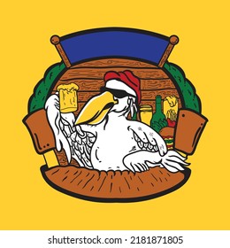 parrot bird in vector illustration bar and grill character