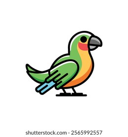 parrot bird vector illustration. cartoon style.