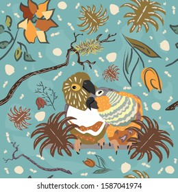 Parrot Birds Seamless Pattern. Vector illustration