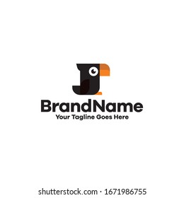 parrot black flat bird logo template