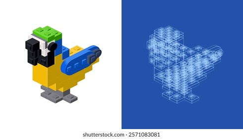 Parrot blueprint project idea and implementation. Vector