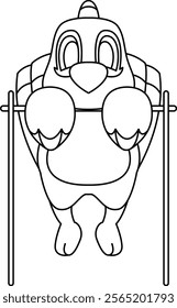 Parrot Bodybuilder Pull ups Animal Vector Graphic Art Illustration