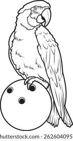 Parrot Bowling Bowling ball Animal Vector Graphic Art Illustration