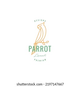 parrot with branch logo design vector