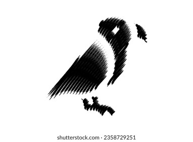 parrot brush art isolated with white background