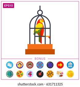 Parrot in cage icon