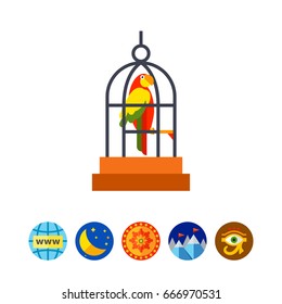 Parrot in cage icon