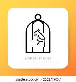 Parrot in cage line icon. Pet, bird, house, trained, hand, fly, feathers, talk, tweet. Animal concept. Vector line icon for Business and Advertising.