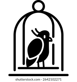 Parrot in a Cage. Vector Web Icon