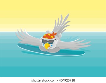 Parrot - a carefree surfer in the water.