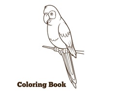 Parrot Cartoon Coloring Book Vector Illustration