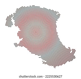 Parrot Cay dotted map. Digital style shape of Parrot Cay. Tech icon of the island with graduated dots. Modern vector illustration.