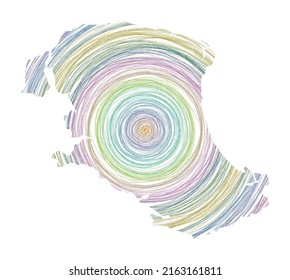 Parrot Cay map filled with concentric circles. Sketch-style circles in the shape of the island. Vector illustration.