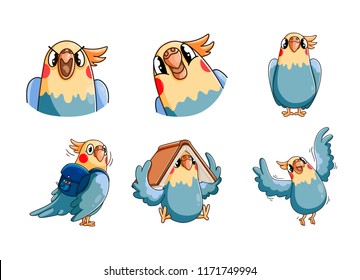 Parrot the character in different poses. A character for your