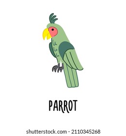 Parrot clip art in flat style on a white background