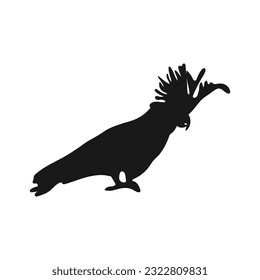 Parrot Cockatoo Silhouette. Isolated icon on a white background