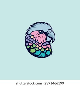 Papagei in Farbe. Tropischer Vogel. Vektorgrafik. Logo, Emblem, Symbol, Zeichen