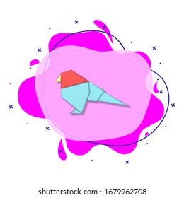 A parrot colored origami style liquid bacdge icon. Simple color vector of oriqami animals icons for ui and ux, website or mobile application