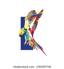 parrot. parrot with colorful design style. background. the logo. icon. vector.