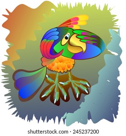 The parrot. Colorful parrot on a colored background.