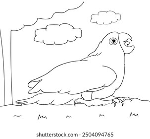 Parrot Coloring page for kids coloring book