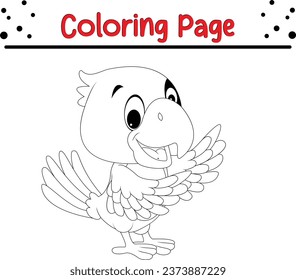 Ilustración vectorial de la página Coloración de loro. Libro Bird Coloring para los niños.