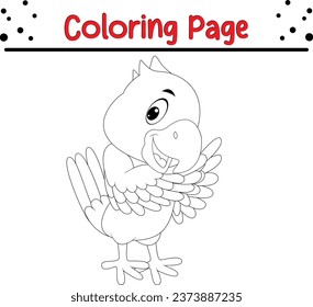 Parrot Coloring page vector illustration. Bird Coloring book for kids.