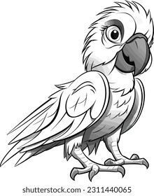 Parrot, colouring book for kids, vector illustration