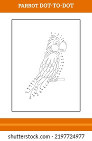 parrot connect the dot coloring book. Line art design for kids printable coloring page.